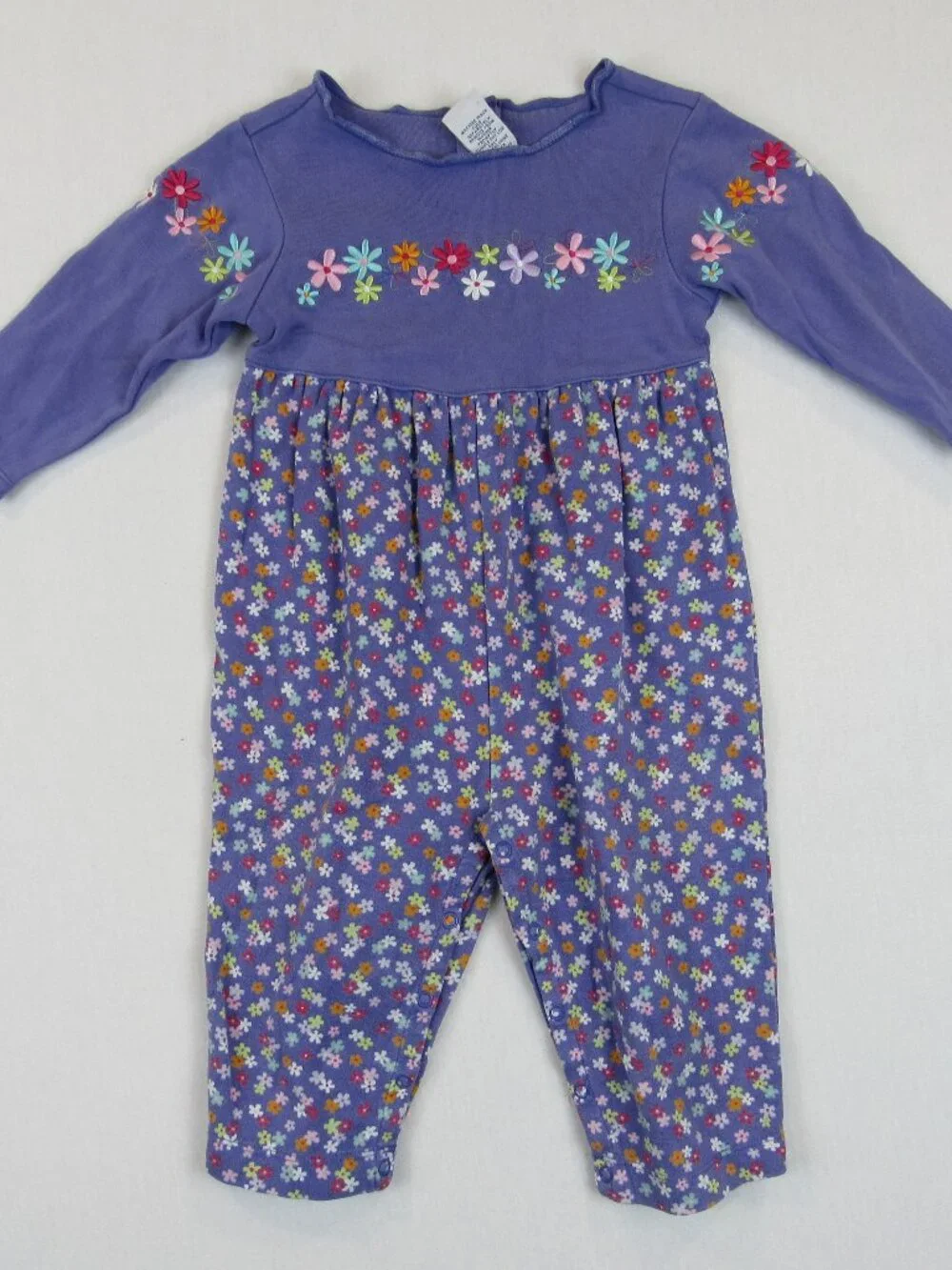 Gymboree Daisy Floral Print & Embroidery Romper Baby Girl Size 12-18 Mon VTG 200